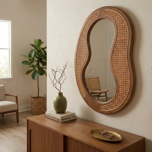 Acacia wooden frame mirror for modern home interiors