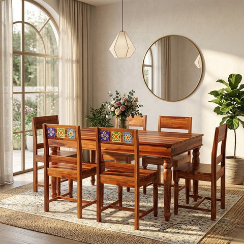 PRITI : Woodenio 6 Seater Dining Table Set