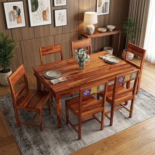 PRITI : Woodenio 6 Seater Dining Table Set
