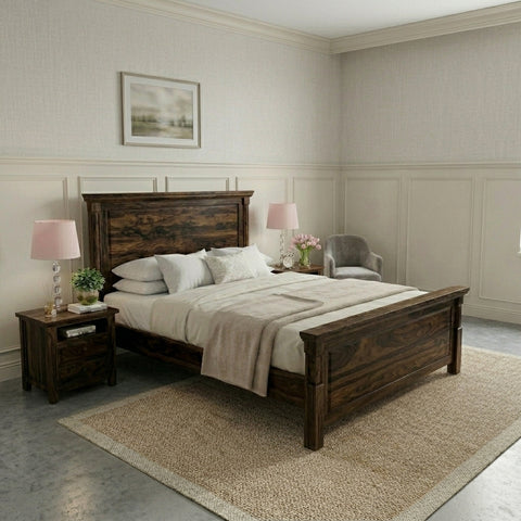 Nantes Solid Wood King Size Bed