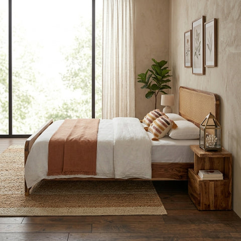 PRITI Solid Wood Cane Bed