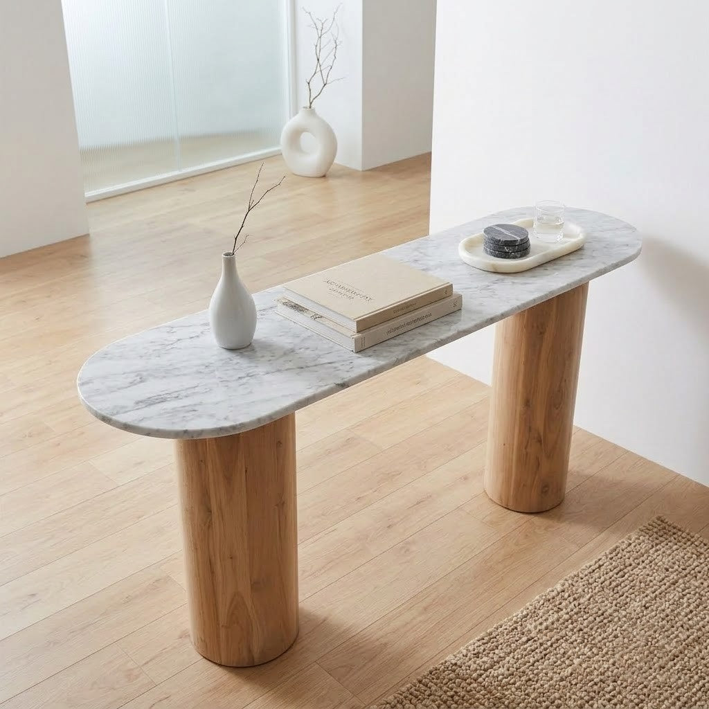 Brown Console Table for Living Room and Entryway