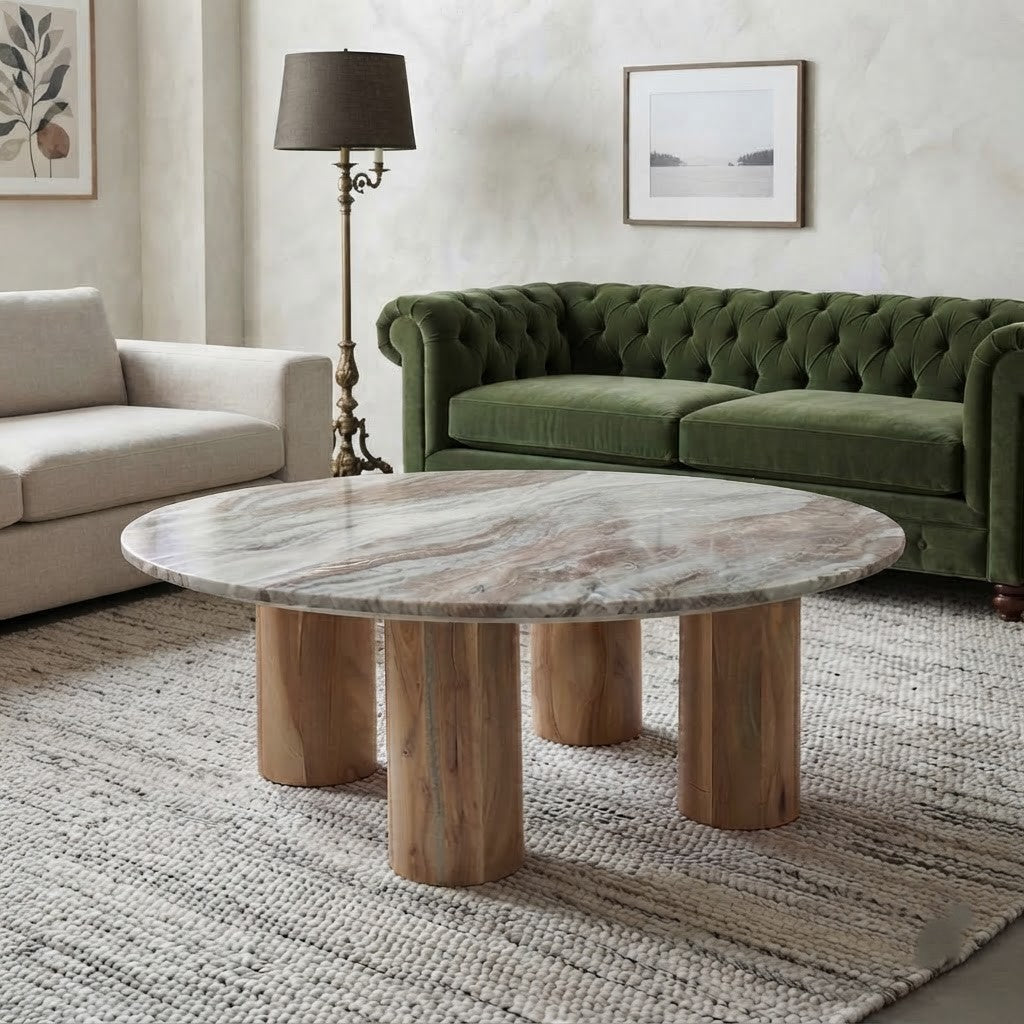 Brown Round Coffee Table for Modern Living Rooms