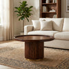 PRITI Round Coffee Table (Walnut Finish) | Wooden Coffee Table for Living Room