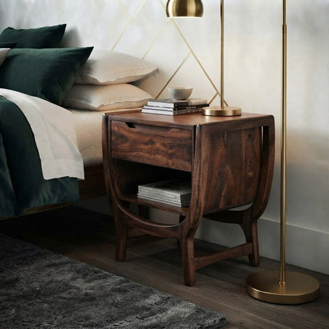 Contemporary Dark Walnut wooden bedside cabinet for bedroom