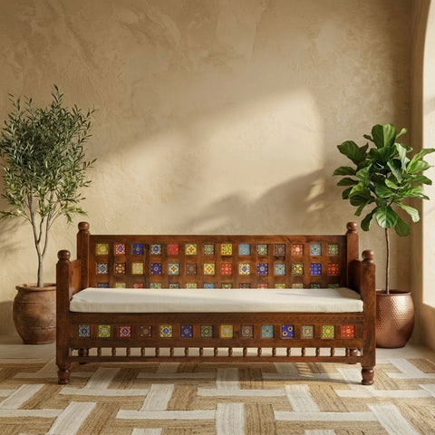 Contemporary PRITI three seater sofa with tile-inspired design