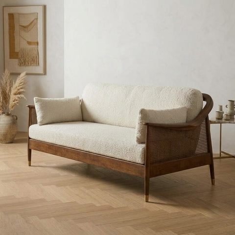 Crème boucle upholstered sofa for modern home interior