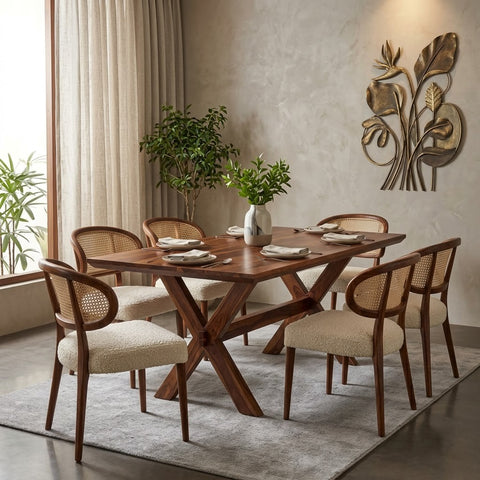 Dark Walnut Sheesham Dining Table and Chair Set
