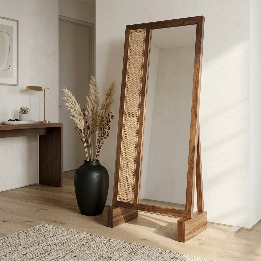 Dark Walnut Sheesham Framed Mirror for Bedroom & Entryway