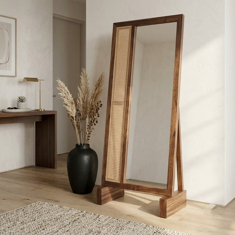 Dark Walnut Sheesham Framed Mirror for Bedroom & Entryway