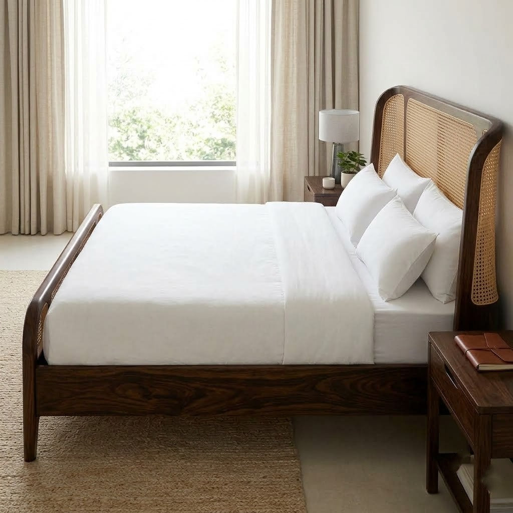 Dark Walnut Sheesham King Bed Without Storage | PRITI