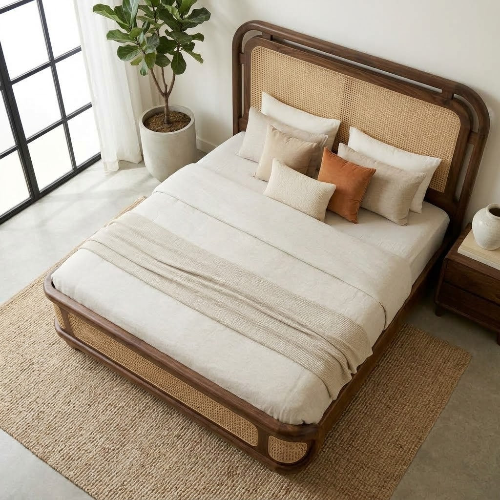 Dark Walnut Sheesham Wood Bed for 78 x 72 in Mattress