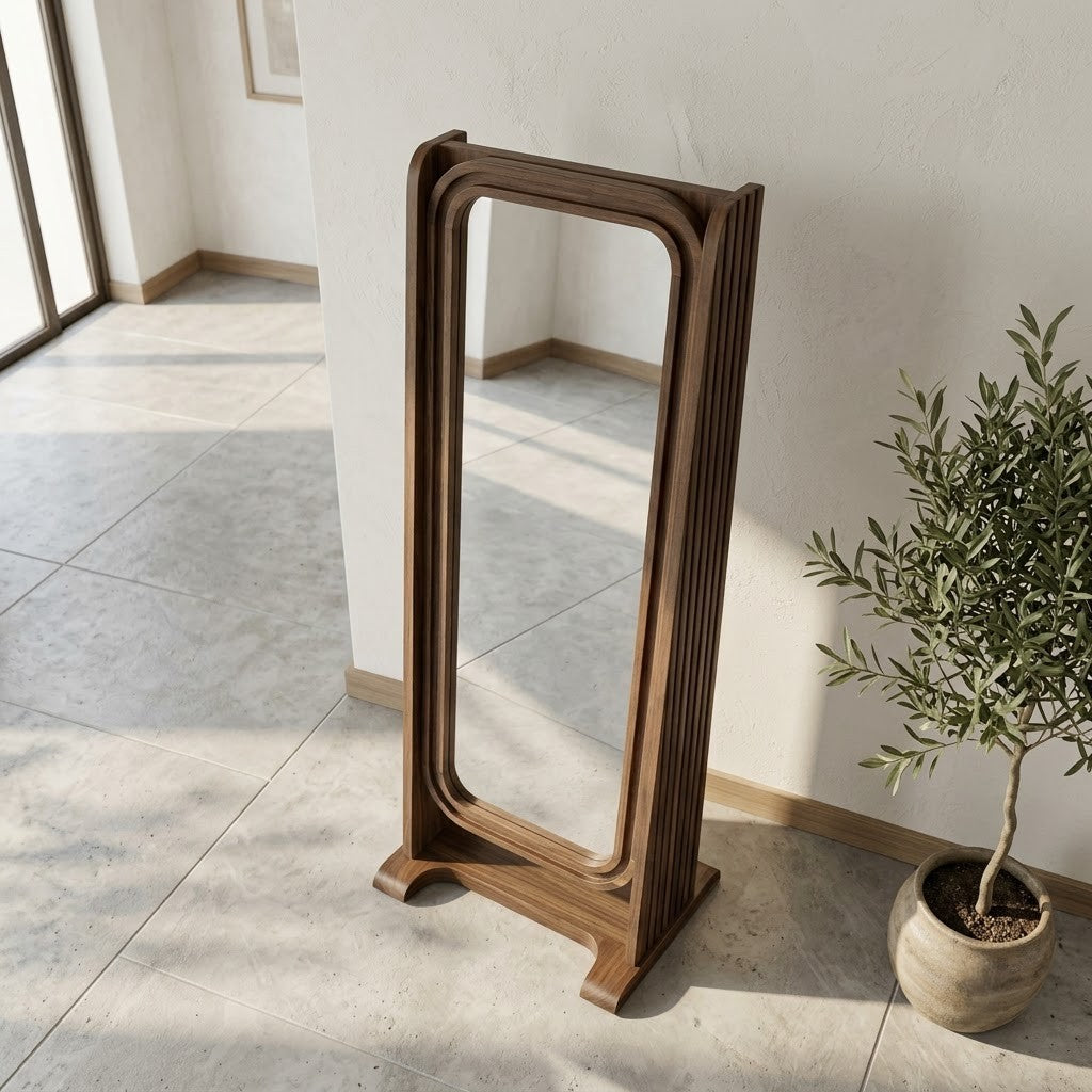 Dark Walnut Sheesham Wood Dressing Mirror for Bedroom