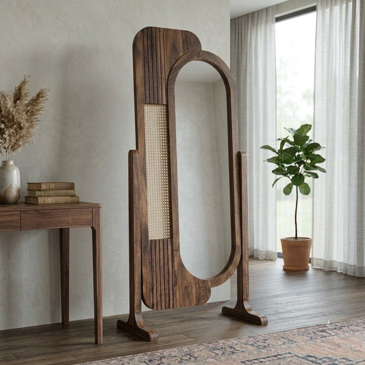 Dark Walnut Sheesham Wood Full Body Mirror for Bedroom