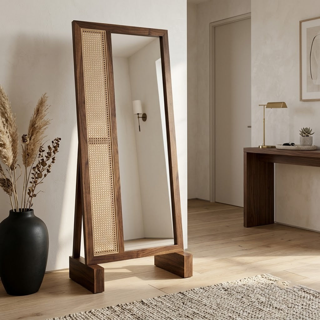 Dark Walnut Sheesham Wooden Dressing Mirror for Bedroom