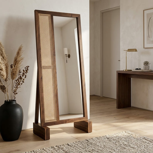 Dark Walnut Sheesham Wooden Dressing Mirror for Bedroom