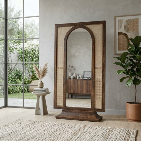 Dark Walnut Sheesham Wooden Full Body Dressing Mirror