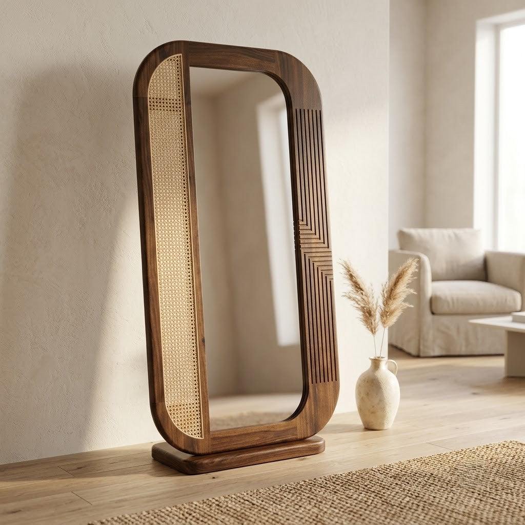 Dark Walnut Sheesham full length mirror for living room