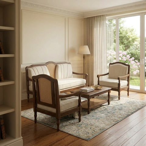 Dark Walnut Sheesham sofa set for modern living room