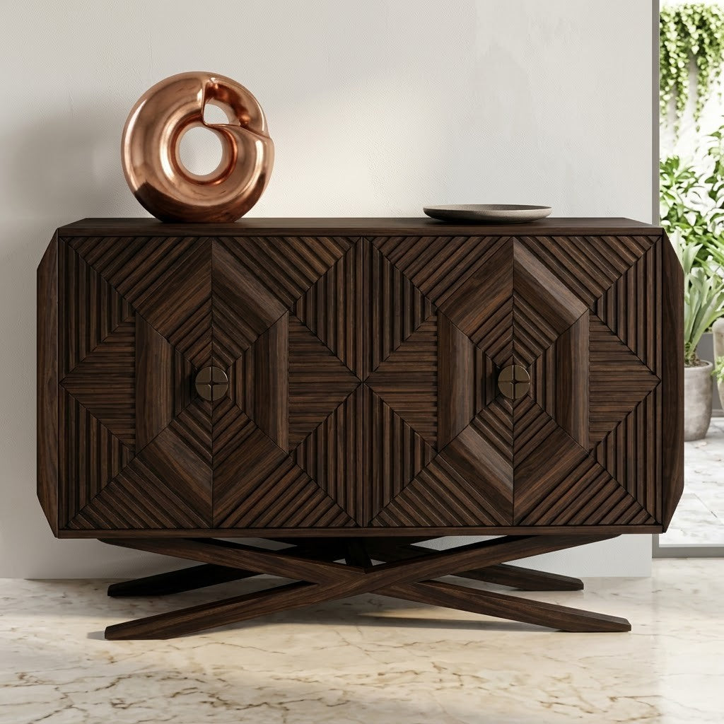 Dark Walnut Sheesham wood cabinet for living room