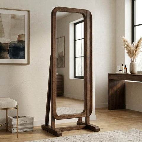 Dark Walnut Sheesham wood dressing mirror for bedroom