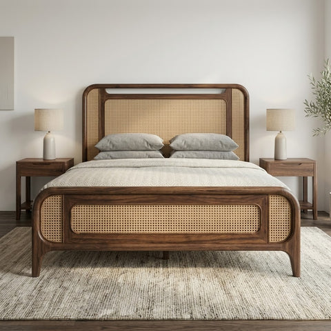 Dark Walnut Sheesham wooden bed for master bedroom