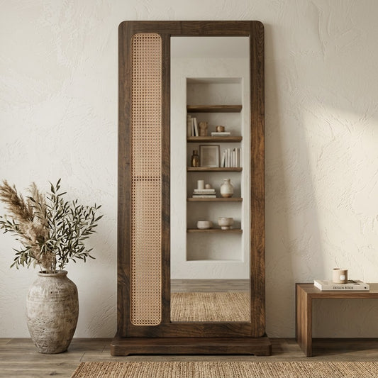 Dark Walnut Sheesham wooden full body mirror for bedroom