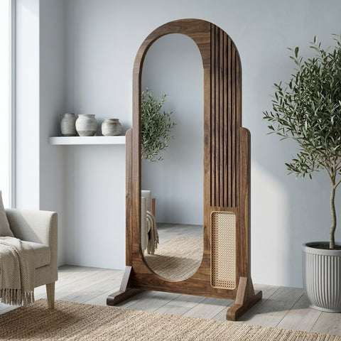 Dark Walnut Sheesham wooden full body mirror for living room