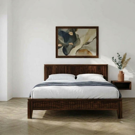 Dark Walnut Sheesham wooden nightstand for modern bedroom