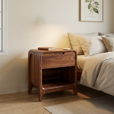 Dark Walnut Sheesham wooden side table for modern bedroom