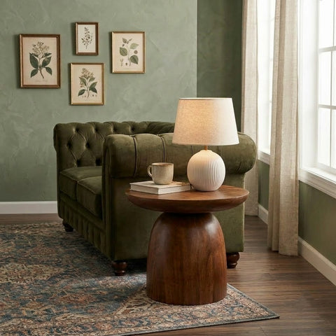 Dark Walnut Solid Sheesham Wood Side Table for Home | PRITI Furniture