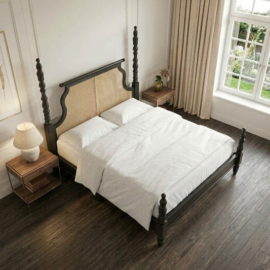 Dark Walnut Wooden Queen Size Bed for Contemporary Homes