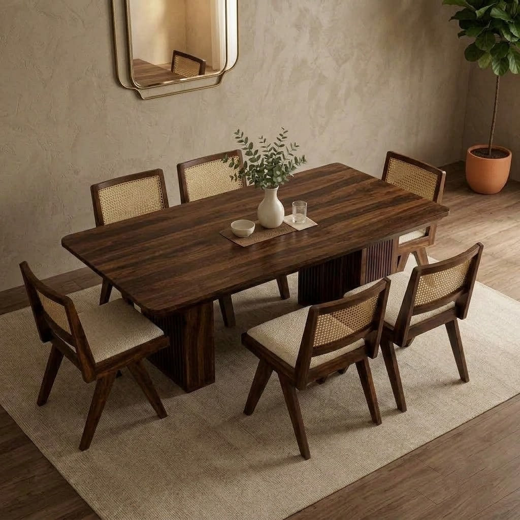 Dark Walnut rectangular dining set for six people