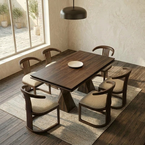 Dark Walnut rectangular dining table set for modern homes