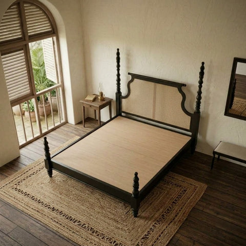 Dark Walnut wooden Queen size bed for contemporary home