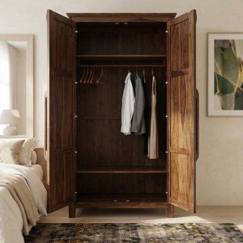 Dark Walnut wooden cupboard for clothes and bedroom essentials