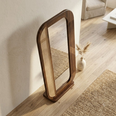 Dark Walnut wooden full body mirror for bedroom