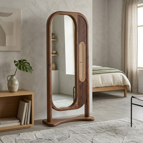 Dark Walnut wooden full length mirror for dressing room