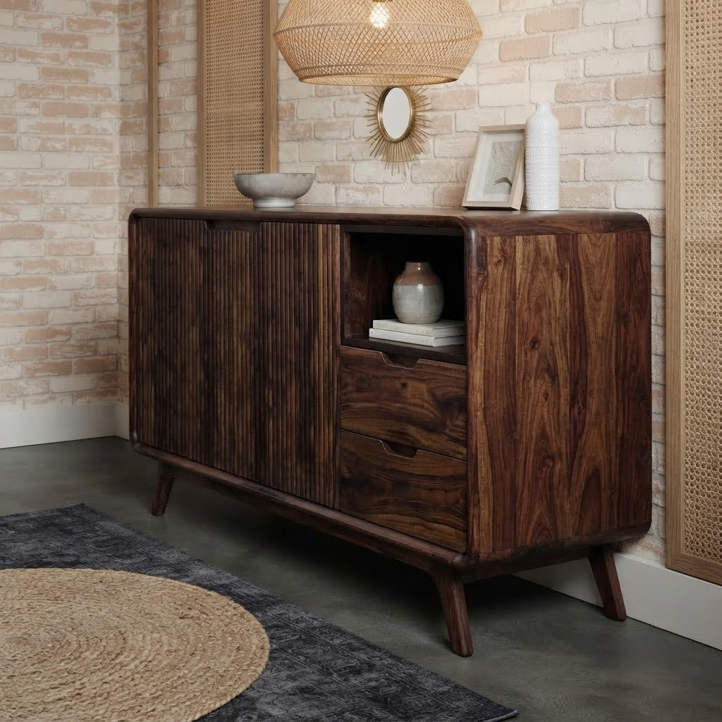 Dark Walnut wooden sideboard for living room storage
