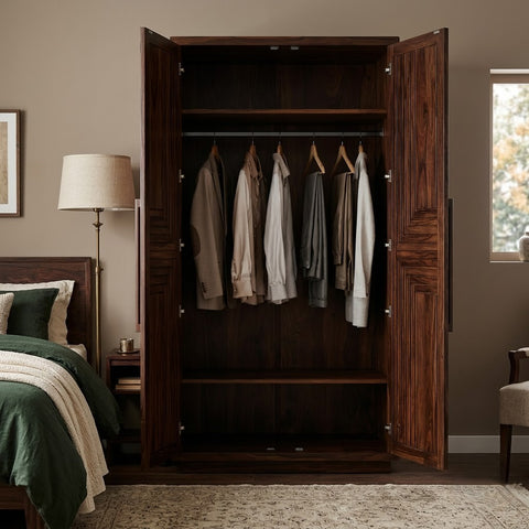 Dark Walnut wooden wardrobe for clothes and essentials