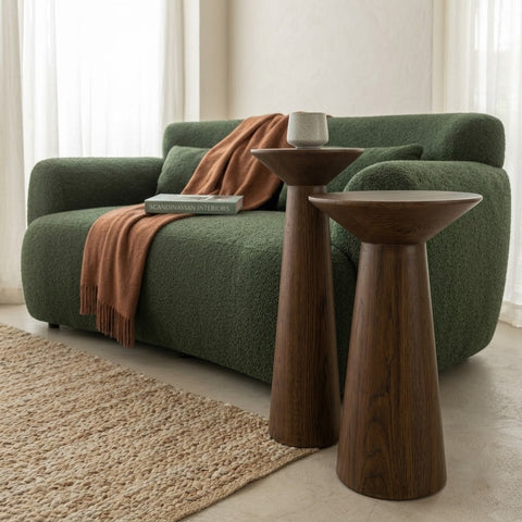 Dark Wood Side Table | Mushroom-Shaped Wooden Accent Table