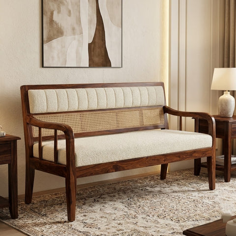 Dark walnut Sheesham wood bench for bedroom and home seating
