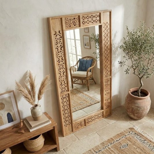 Decorative wooden carving mirror for bedroom and living room