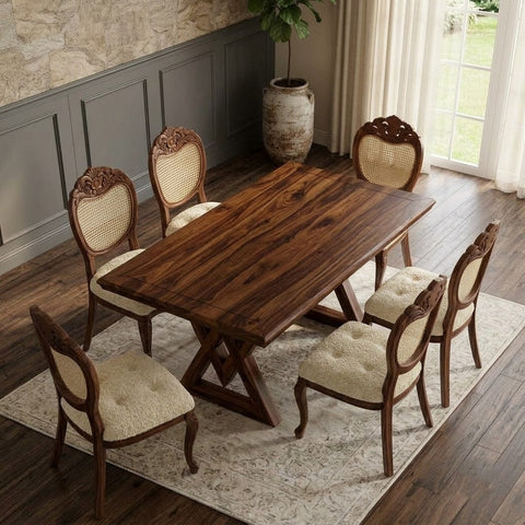 Elegant Dark Walnut Dining Set for Family Gatherings