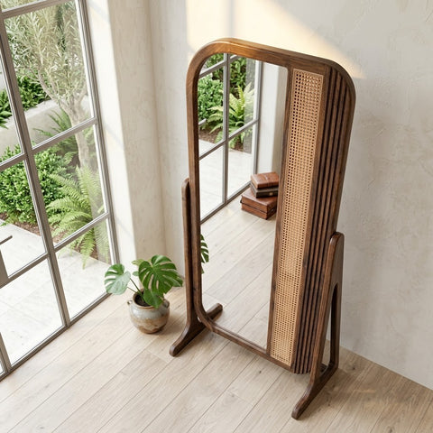 Full length Sheesham wood mirror for bedroom entryway
