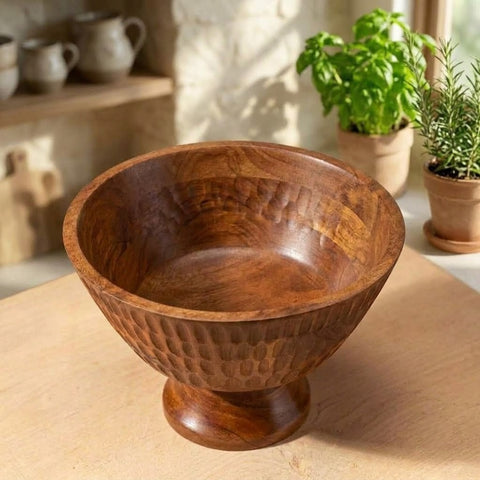 Handcrafted Acacia wood decorative centerpiece bowl