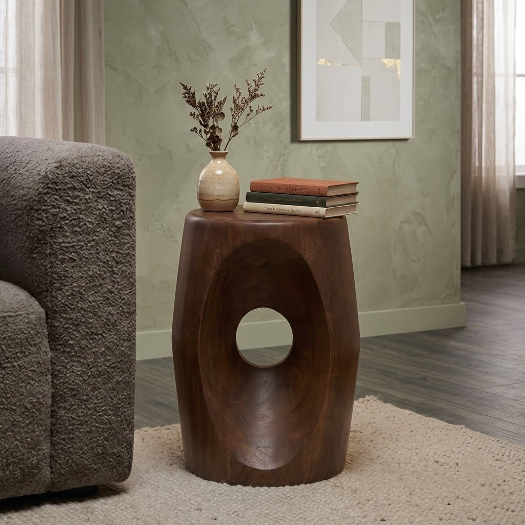 Handcrafted Mango Wood Side Table 