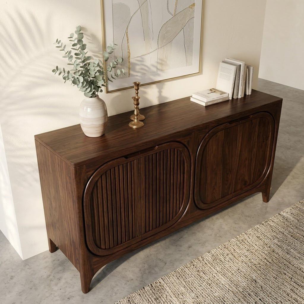 Handcrafted Sheesham Wood Cabinet with Curved Legs | PRITI