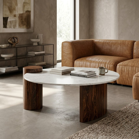 Handcrafted Sheesham Wood Coffee Table with Curved Legs | PRITI