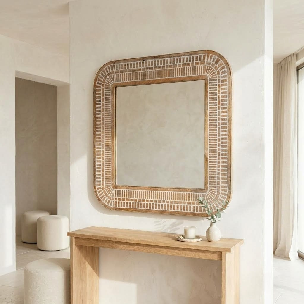 Large 121 × 121 cm square mirror for home décor